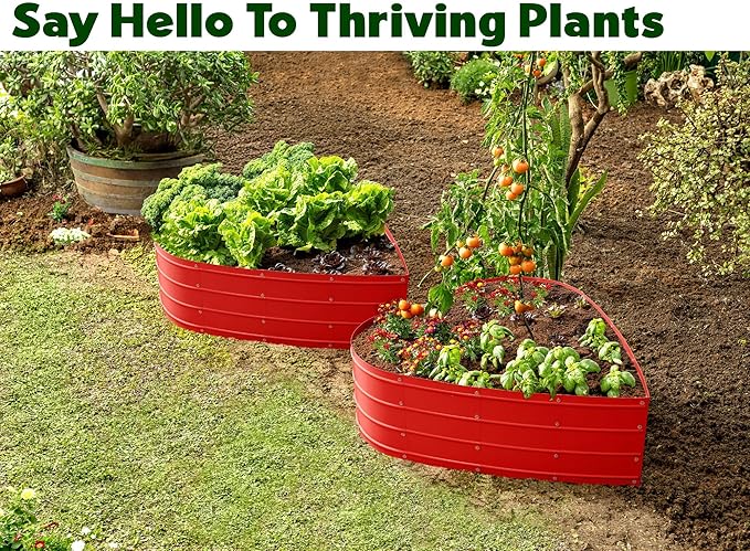 Plant &amp Plot Galvanized Raised Garden Beds Outdoor // Planter Raised Beds for Gardening Vegetables Flowers // Large Metal Garden Box (Red) // Tool-Free Assembly