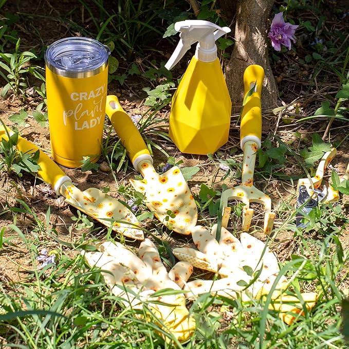 Sunflower Gardening Gifts for Women Garden Tool Set Heavy Duty Gardening Hand Tools with Garden Tool BagYellow