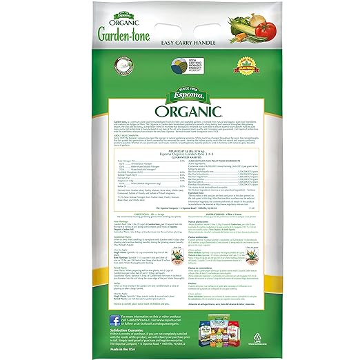 Espoma Organic Garden-Tone 3-4-4 Organic Fertilizer for Cool &amp Warm Season Vegetables and Herbs. Grow an Abundant Harvest of Nutritious and Flavorful Vegetables – 18 lb. Bag - 2 Pack