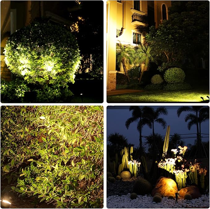 T-SUNUS 3 Pack Solar Landscape Spotlights Solar Garden Spot Light IP65 Waterproof 9.8ft Cable Separated Solar Panel Garden Driveway Pathway Pool Area(Warm White 3000K &amp White 6000K &amp Blue)