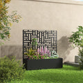 47x47x16 Metal Raised Garden Bed with Trellis Trellis with Planter Box for Backyard Patio Balcony Climbing Plants Black Helen