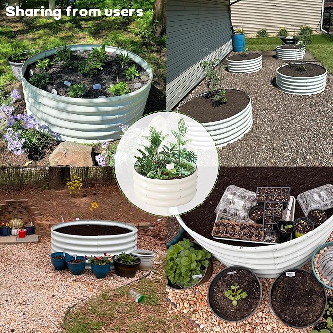 Galvanized Raised Garden Bed Kit Outdoor Metal Garden Planter Box for Backyard Gardening Planting Vegetables and Patio (Dia23.6x11.8)
