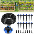 HIRALIY 50FT Garden Drip Irrigation Kit Automatic Watering System with 5-Way Connector Quick Connectors Adjustable Drippers Raised Bed Patio