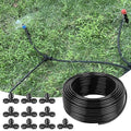 100FT 1/4 Inch Drip Irrigation Tubing with 10 Pack Push-to-Connect 1/4 Tee Connectors Distribution Drip Line Hose &amp Universal Tee Fitting for Drip Irrigation Parts or Drip System and Misting Sy