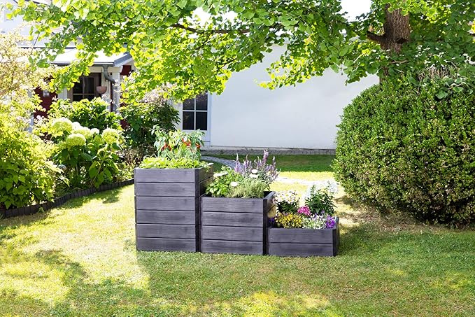 645115 Exaco Ergo Small Raised Bed Square Anthracite