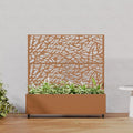 Casaphoria Metal Raised Garden Bed with Trellis and Wheels 47x47x16 Planter Box for Climbing Plants Vegetables &amp Vines Features Drainage Holes and Privacy Screen Brown-Net