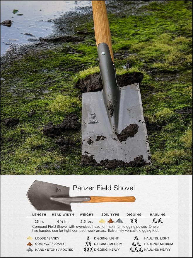 IDEALSPATEN Small Garden Tool Set Collection - 4 Piece Set - Panzer Field Shovel Heidelberg Hand Mattock Hanover Hand Rake Lübeck Hand Shovel