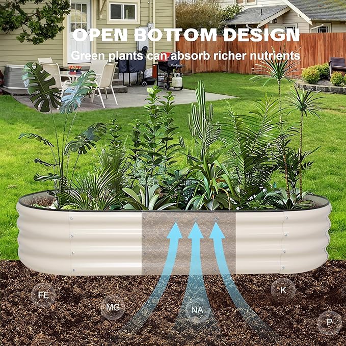 Galvanized Raised Garden Bed Kit Outdoor Metal Garden Planter Box for Backyard Gardening Planting Vegetables and Patio (59x23.6x11.8)
