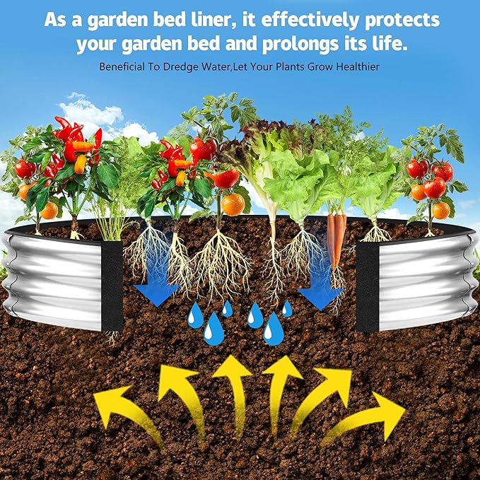 2 Sets 4 x 2 x 1 ft Raised Garden Bed Liner Bag Breathable Grow Bed Fabric Liners with Clips and Gloves Garden Box Non Woven Bag for Outdoor Plants Growth Keep Soil Isolation (No Garden Bed)