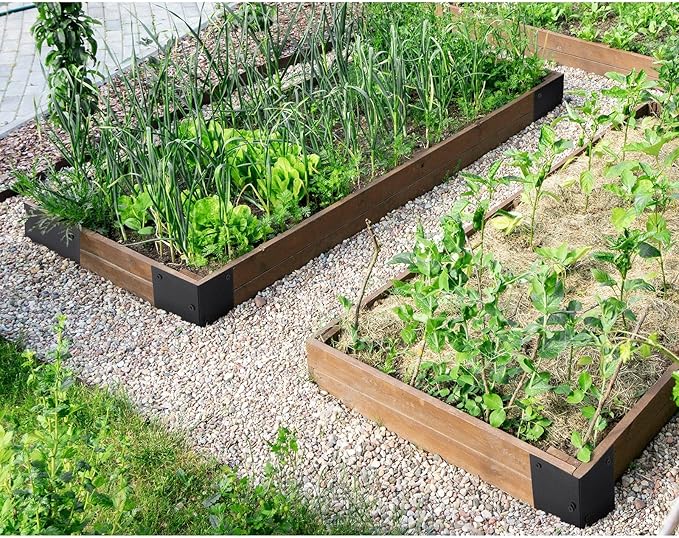 Blulu 12 Pcs Raised Garden Bed Corner Brackets for 20-24'' Bed Metal Garden Corner Bracket Decorative 11 x 3 x 3 L Corner Brackets with Screws for Furniture Flower Vegetable Planter (Black)