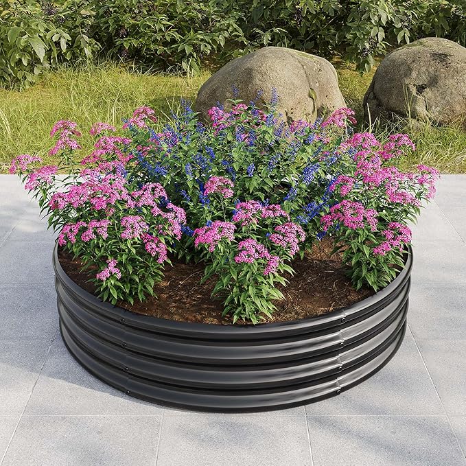 47.24 x 11.4 Galvanized Raised Garden Bed Tall Metal Garden Bed for Vegetables Ground Raised Beds for Gardening Backyard Patio Or Lawn Durable Above (Black 47.24x11.4)
