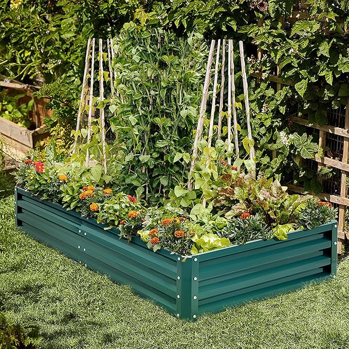 Devoko 6 x 3 x 1 FT Raised Garden Beds Outdoor Galvanized Planter Box Metal Raised Beds for Flower Vegetables Herb