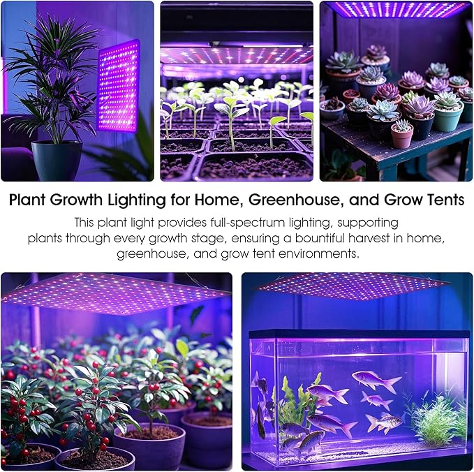 2 Pack LED Grow Light Panel 200W Lamp for Indoor Plants Full Spectrum with White Blue Red UV IR LEDs for 4x4ft Coverage Grow Tent Greenhouse Veg and Bloom Seedlings Hydroponics