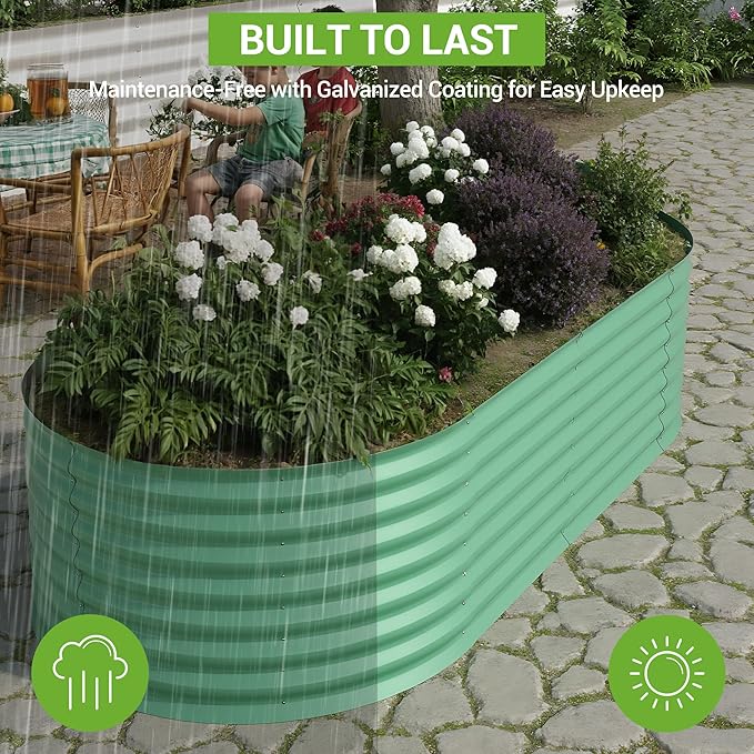 Garvee 8×4×2 ft Galvanized Raised Garden Bed - Rustproof Metal Planter Box for Vegetables Herbs Flowers Outdoor Tall Gardening Kit (Multiple Sizes)