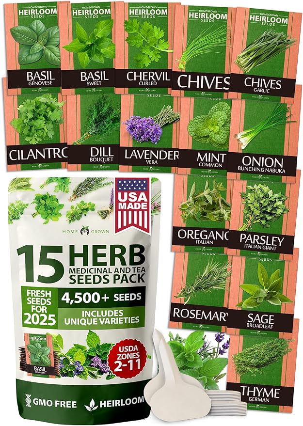 55 Vegetable Seeds &amp 15 Culinary Herb Seeds Pack – 32500+ USA Non-GMO Heirloom Seeds for Planting – Survival Garden Kit for Preppers – Gifts for Gardeners Men Women