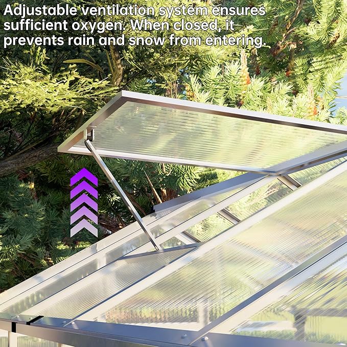 CQZY 6x6 FT Aluminum Greenhouse for OutsideSilver