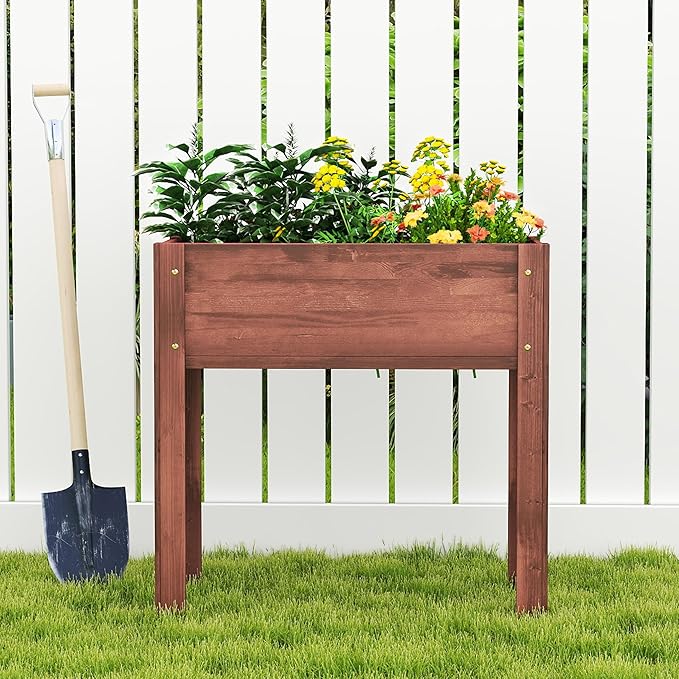 31x16x31 inch Raised Garden Bed with Legs Elevated Wooden Planter Box for Outdoor Plants Flowers Fruits Vegetable Herb Growing