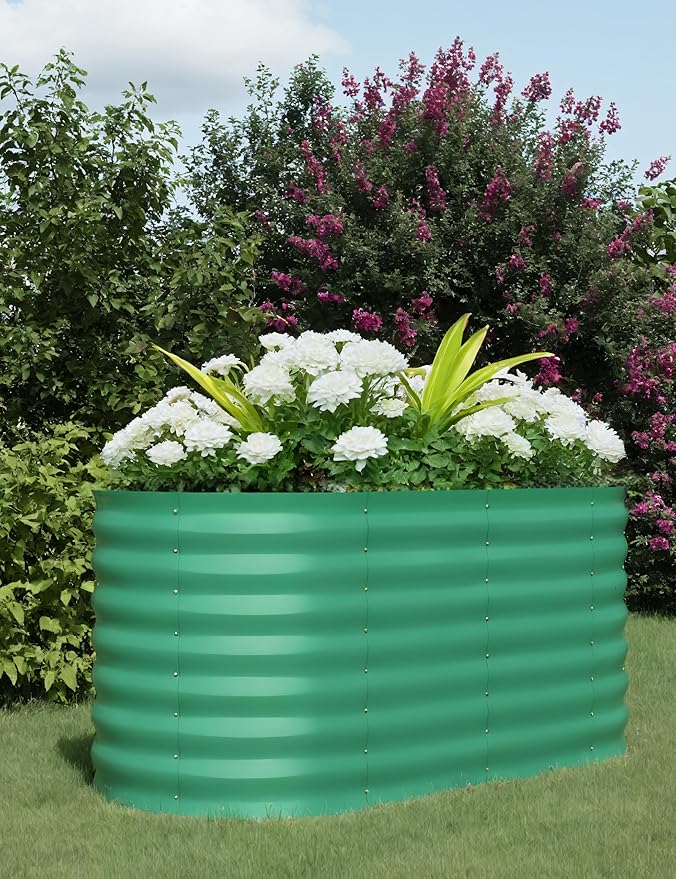 2Pcs 4x2x2ft Raised Garden BedGalvanized Raised Planter Boxes Outdoor with Easy Assembly Large Garden Bed for Vegetables Fruits FlowerRaised Garden BedGreen