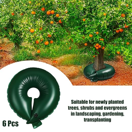 Foaincore 6 Pcs 15 Gallon Heavy Duty Watering Ring PVC Drip Irrigation Deep Tree Root Watering Bag Round Trees Slow Release Water Pouch Planting Drip Irrigation Rings for Gardening Supply(Green)