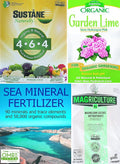 Gardening with Leon Organic Fertilizer Kit - Sustane 4-6-4 Organic Slow-Release Fertilizer Sea Mineral Fertilizer Epsom Salt &amp Gardening Lime - 1.8 lb (4 Cups) kit