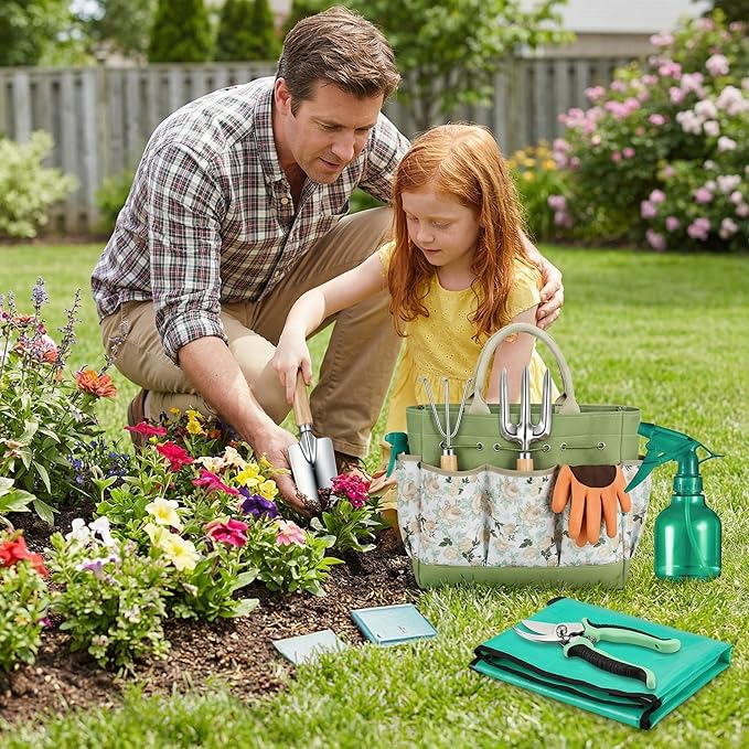 Heavy Duty 10-Piece Garden Tool Set Rust-Proof Stainless Steel Gardening Hand Tools Ergonomic Non-Slip Grips Ideal Gardening Gifts for Women &amp Men – Gardening Essentials (Green)