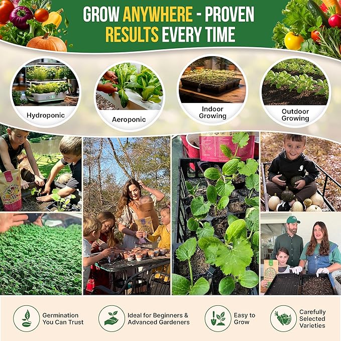 75 Vegetable &amp Greens Seeds Variety Pack Garden Seed Starter Kit - Over 44700 Non-GMO Heirloom Seeds for Planting Vegetables and Greens Seed Box with Gardening Supplies Gardening Gifts