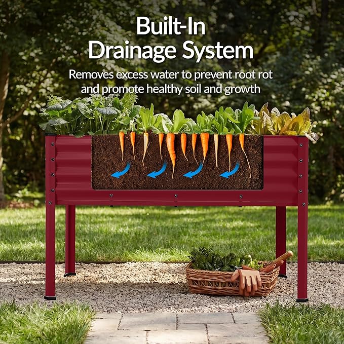 Best Choice Products 48x24x30in Galvanized Raised Garden Bed Metal Elevated Planter Box Vegetable Garden for Backyard Patio Balcony - Royal Red