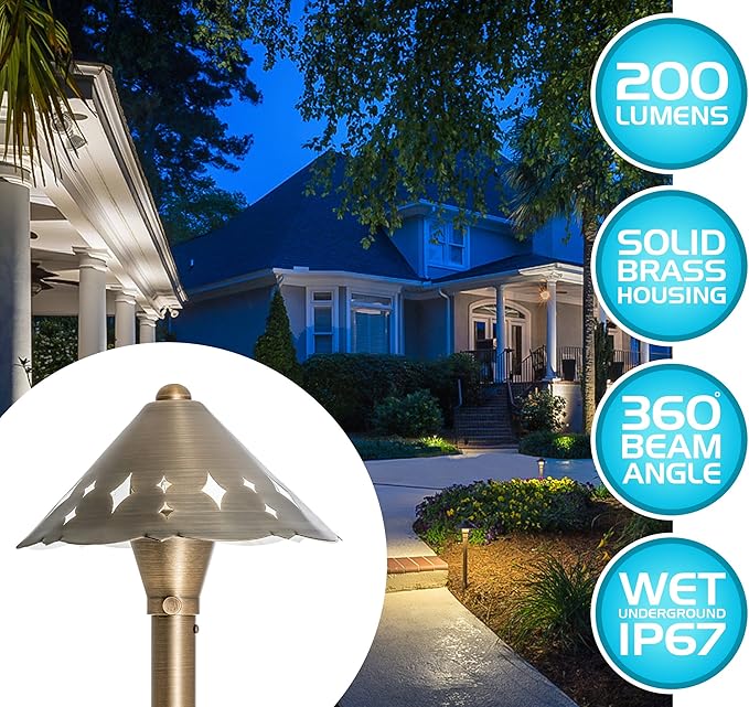 Westgate Lighting LED Area Light- Built-in Integrated LED Outdoor Light - 6 Height of Stem-Solid Brass Antique Bronze Finish Landscape Light- 12V of AC/DC Current (1)