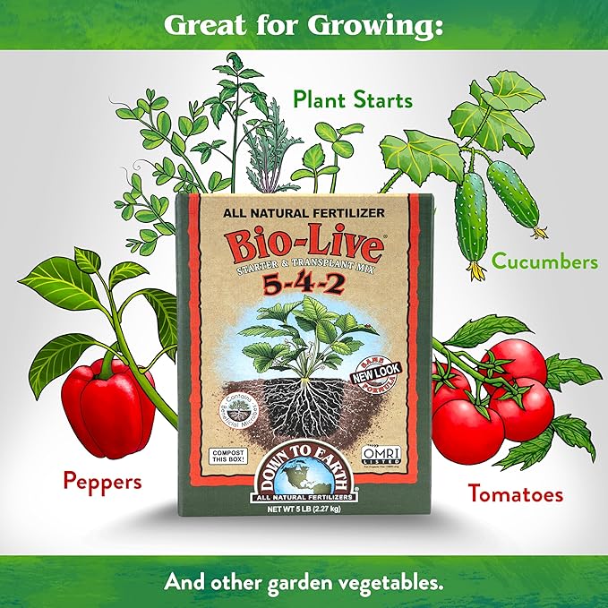 Down to Earth Organic Bio-Live Fertilizer Mix 5-4-2 5 lb