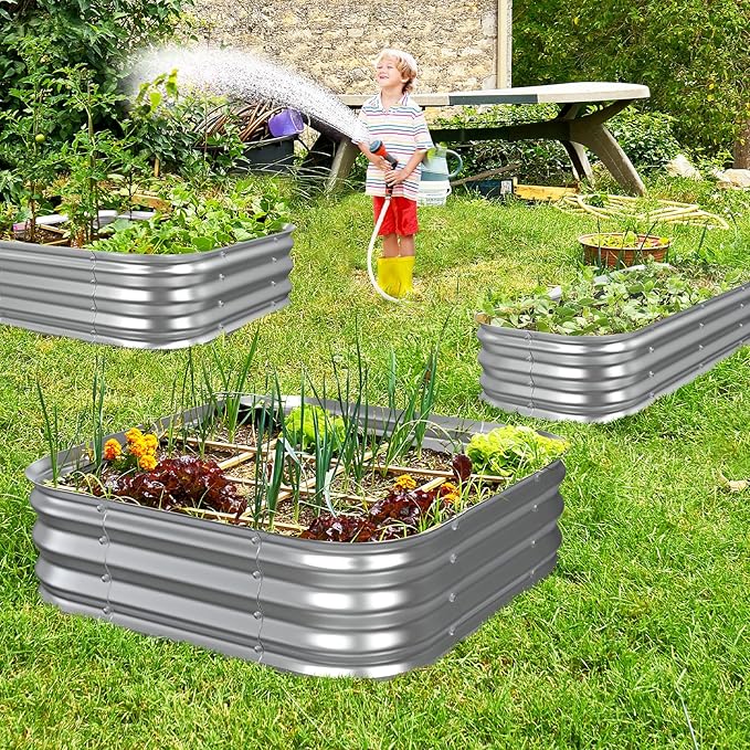 Galvanized Raised Garden Beds for Gardening - 23x23x11in Thickened Small Metal Planter Box Above Ground for VegetablesFlowers HerbOutdoor Garden Container Square