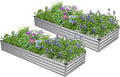 2PCS 8x4x1ft Galvanized Raised Garden Bed Kit Galvanized Planter Raised Garden Boxes Outdoor Large Metal Raised Garden Beds for VegetablesSilver