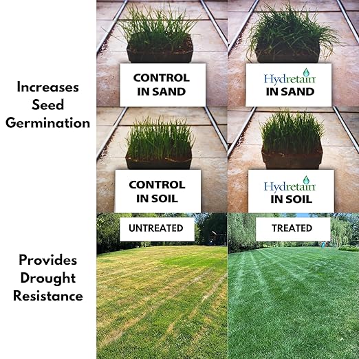 Hydretain Root Zone Moisture Manager - Drought Protection and Moisture Control for Lawns Gardens Containers - Reduces Watering Delays Wilt - Covers up to 6000 Sq Ft (15 lbs Granule)