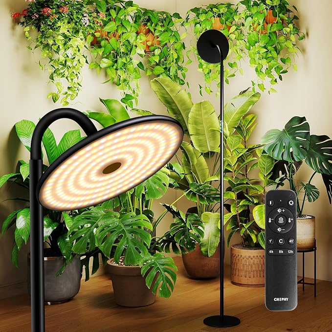 chiphy Grow Lamp 40W Full Spectrum Grow Lights for Indoor Plants 4H/8H/12H Timer 2300K-6500K 10 Dimmable Levels 76''Height Adjustable Remote Control Ideal for Large Tall Plants