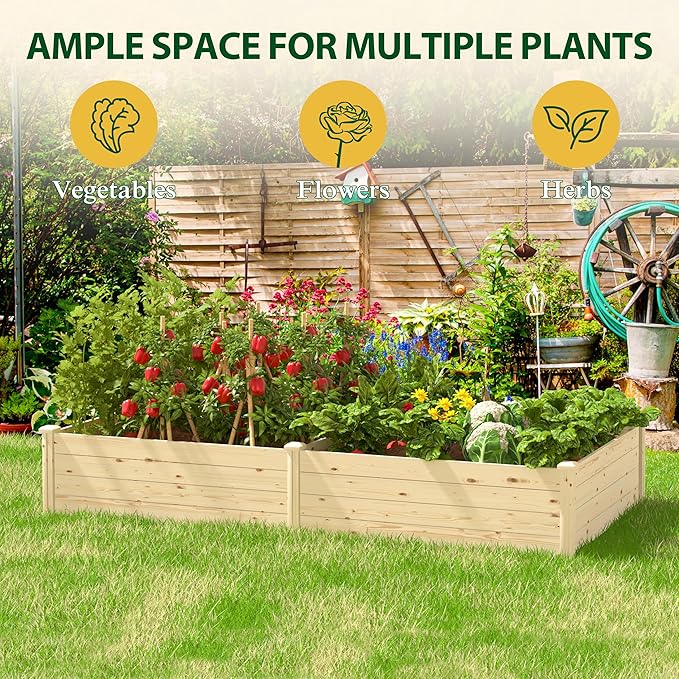 94''L x 47''H x 15''W Wooden Raised Garden Bed Elevated Planter Garden Box Stand Garden Bed Planter for Vegetables Flowers Herbs Ideal for Outdoor Gardening with Open Base