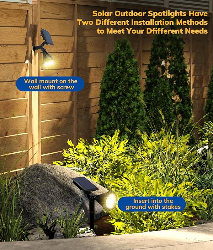 Solar Spot Lights for Outside 21 LED Outdoor Solar Lights for Yard 4 Pack Solar Spotlights Waterproof Auto On/Off for Landscape Wall Garden Pool Tree Pathway and Driveway(Warm White)
