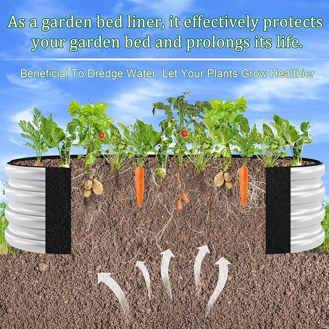 2mm Thick Fabric Garden Grow Bed Bags 4x2x1 Ft Liners Designed For Outdoor Metal Raised Garden Beds 60 Gallon Capacity Oval Large Vegetable Growing Boxes