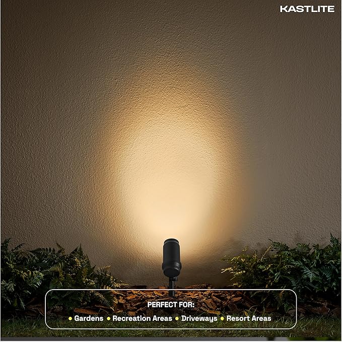 KASTLITE 3.6W 400LM LED Spot/Flood Light with Black Finish for Pathway Garden Yard | 12V Soft White 3000K Integrated LED Adjustable Beam Outdoor Spotlight | IP65 Waterproof | Single Unit