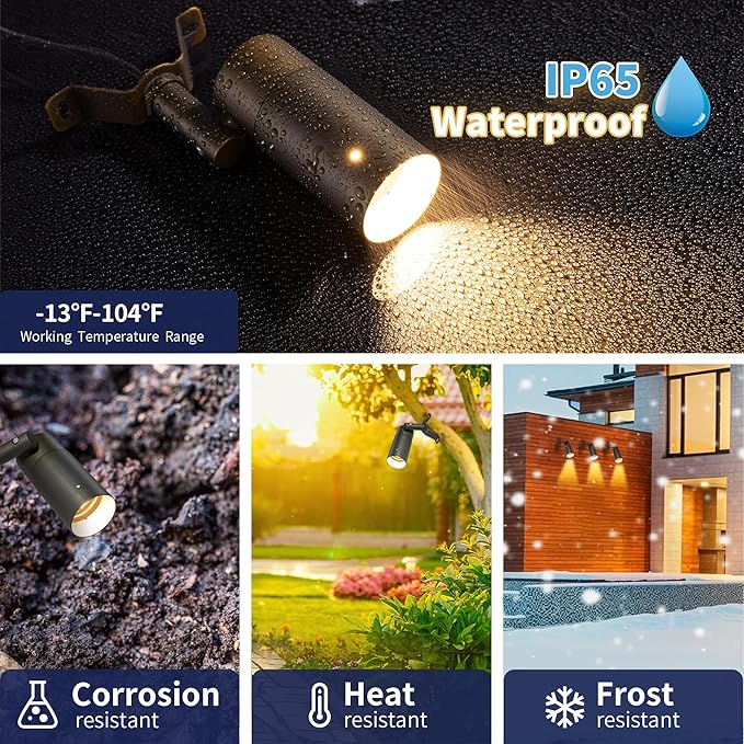 Gardenreet Landscape Downlight Outdoor 12V Low Voltage Waterproof Wall Mounted Lights for Patio Yard Highlight with 5000K MR16 Bulb(10 Pack)