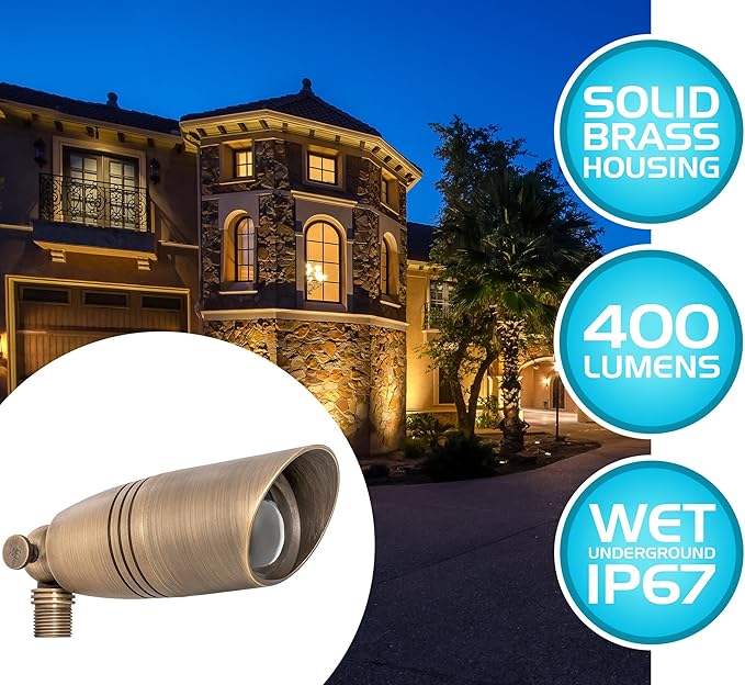 Westgate LED Low Voltage Landscape Lights - Directional Landscape Spotlight - Antique Bronze Finish 5W LED Bulb - All Accessories Included - Pack of 1