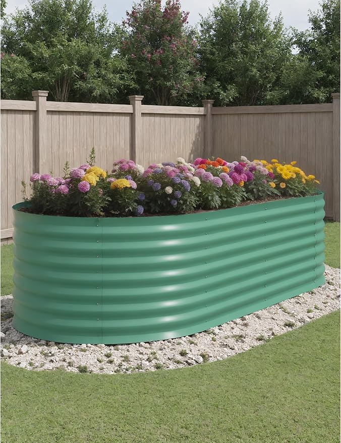 Outdoor and Indoor use Garden Raised Garden Bed Kits 8x4x2 ft Metal Raised Planter Bed for Vegetables Flowers Ground Planter Box- Green