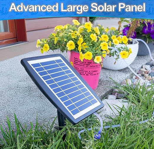 Solar Self Watering Plant Drip Irrigation System for 15 Plants Multiple Automatic Control Modes - Portable DIY Kit for Indoor/Outdoor Gardens Patios Balconies and Vacation Plant Care