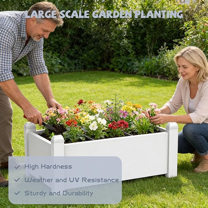 Elevated Raised Garden Bed 14 Gallon Outdoor Large Resin Patio Planter Box Stand Divisible with Drain Plug Water Monitor for Plants Vegetables Flowers Fruits (Ashen)