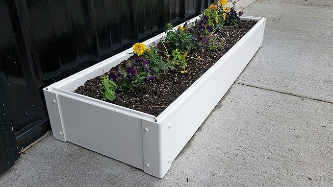 1 x 4 Stack-able White Vinyl Raised Garden Bed