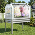 Galvanized Raised Garden Bed with Self-Watering System Elevated Planter Boxes Outdoor with Legs and PE Cover for Vegetables and Flowers Backyard Patio Balcony 48x24x56 in