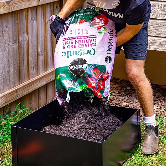 14 in. Tall x 2 ft x 2 ft Metal Raised Garden Bed Kit – Steel Garden Box with Serrated Ground Edging Rust-Resistant Planter for Vegetables Flowers &amp Herbs Made in USA by Tie Down