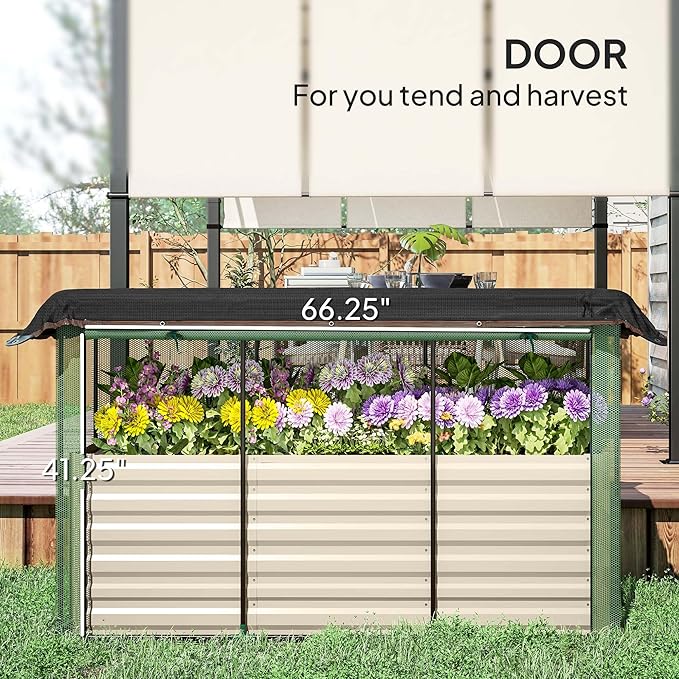 Galvanized Steel Planter BoxCrop Cage and Shade Cloth with Raised Garden Bed TT892