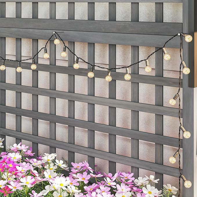 Outsunny Wood Planter with Trellis Raised Garden Bed for Climbing Plants w/Drainage Holes and Roof 35.5 x 17.75 x 72 Dark Gray