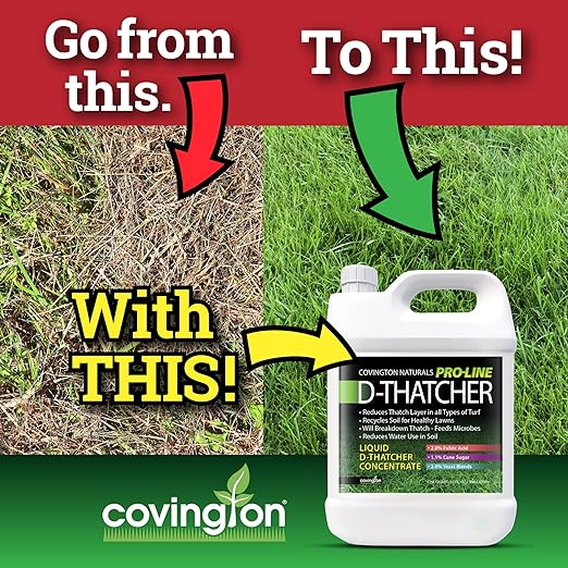Covington PRO-LINE D-Thatcher Liquid Dethatcher (1 Gal) – Lawn Thatch Remover &amp Soil Softener Grass Clipping Breakdown for Healthy Lawns &amp Gardens – Dethatcher and Aerator Safe for Kids &amp