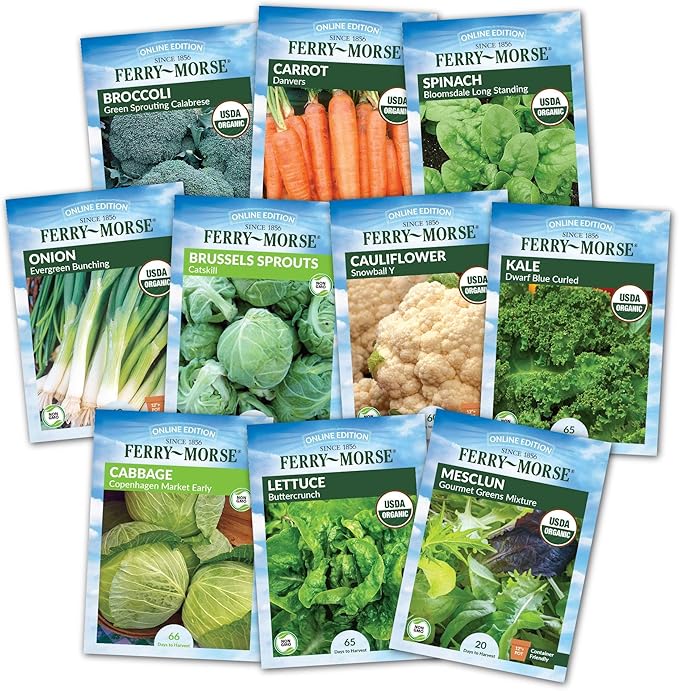 Ferry Morse Vegetable Seed Kit - Cold Hardy High Germination GMO Free - 10 Pack