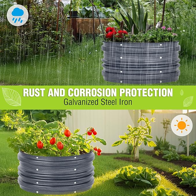 WORKPRO 3Pcs 2x2x1ft Galvanized Raised Garden Bed Set Rust &amp Corrosion Protection Easy Assembly Safe Edge Ideal for Vegetables &amp Flowers Dark Gray